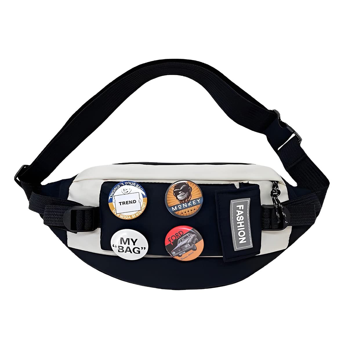 GUSTAVE Waist Bags for Men Women with 4 Badges and Adjustable Strap, Waterproof Bumbag Creative Stylish Sport Chest Bag Waist Pack for Hiking Travel Camping Running Sports Outdoors GUSTAVE Waist Bags for Men Women with 4 Badges and Adjustable Strap, Waterproof Bumbag Creative Stylish Sport Chest Bag Waist Pack for Hiking Travel Camping Running Sports Outdoors